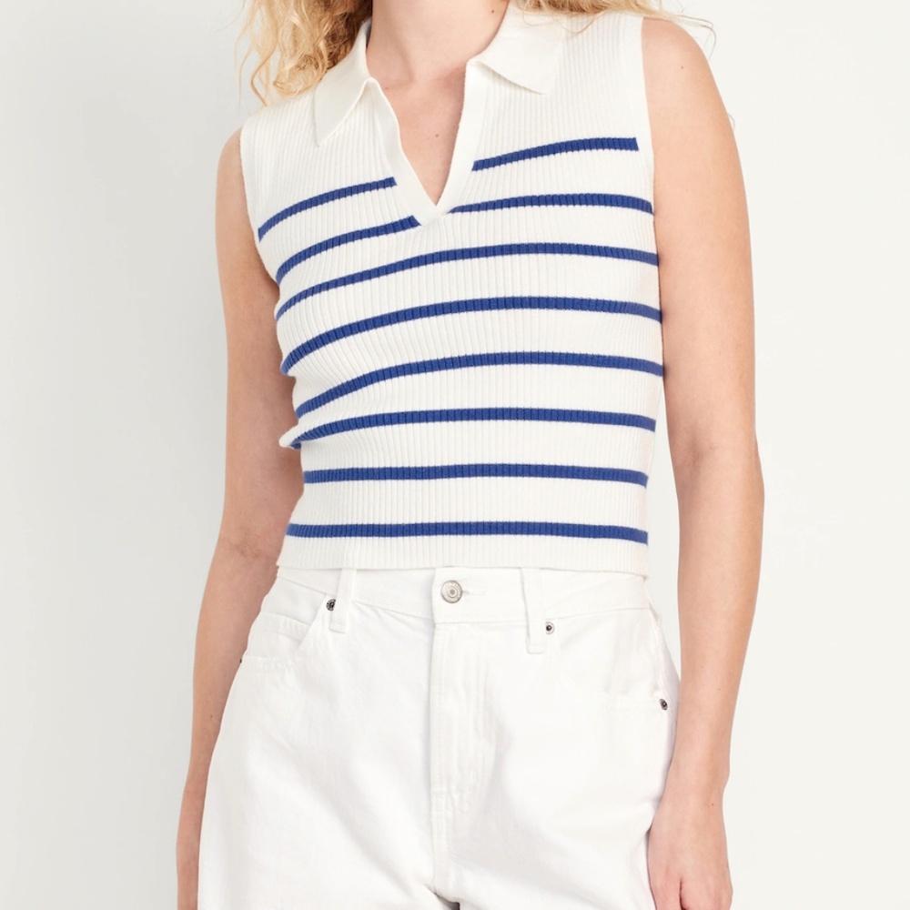 Old Navy Rib-Knit Crop Polo Sweater